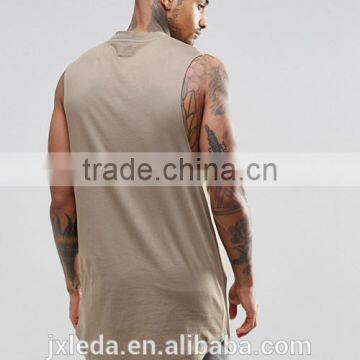 Men 100% Cotton Blank Super Long Line Notch Neck Sleeveless Tee Shirt Factory Suppliers in China photo-2