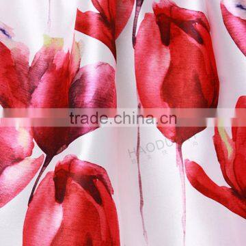 MGOO 2016 Imported OEM Services Red Color Ball Umbrella Skirts For Women Lily Flowers Print Skirt 15145B331 photo-6
