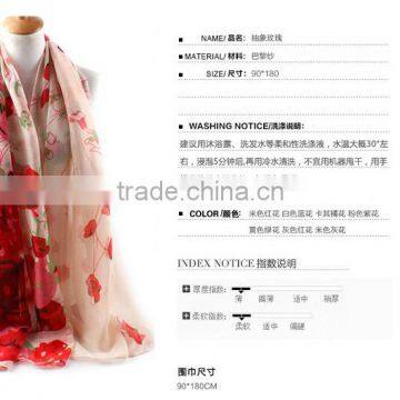 2016 wholesale spring rose floral print lady scarf