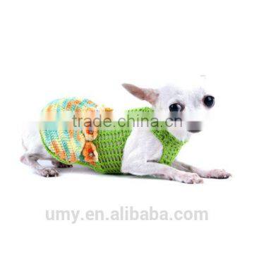 Sexy Crochet Dog Dress Mint Green Teacup Chihuahua Clothes With Flowers and Crystal Personalized Pet Clothing photo-2