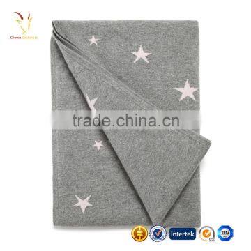 Baby Cashmere Knitted Blanket,Star Design Intarsia Blanket photo-2