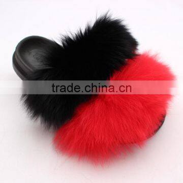 Myfur Fashionable Design Multi Fox Fur Slippers Fur Slides for Girls photo-5