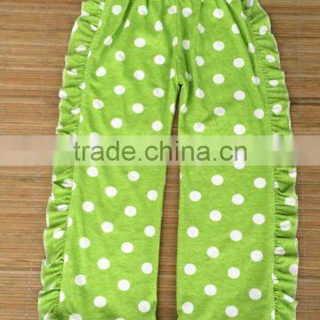 wholesale knit ruffle pants ruffle bottom pants for baby girls polka dot pants