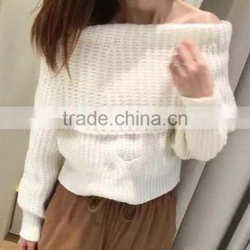Runwaylover 2017 Ladies New Style Fashion Off-Shoulder Knitted Pullover Sweaters photo-2
