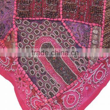 Pink Decorative Euro Pillow Sham - Wood Bead Work Floor Cushion Cover ~ 26 Inch photo-5