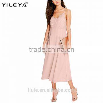 Latest Summer Sleeveless Floral Crocheted Sexy Chiffon Maxi Dress