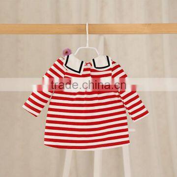Wholesale Long Sleeve Striped Casual Girls Beautiful Baby Dresses photo-2