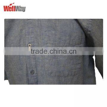 Solid Colour Short Sleeve Men's Cotton/linen Shirt photo-4