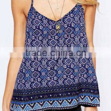 2016 Guangzhou Shandao Factory Bulk New Fashion Summer Sexy Spanghetti Strap Vintage Printed Loose Cotton Tops For Women photo-4