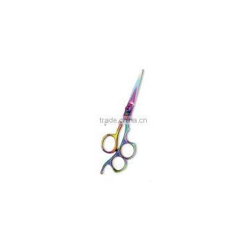 Professional Hair Cutting Scissor with razor edge. Multicolor Coating. Three Rings with screw adjust