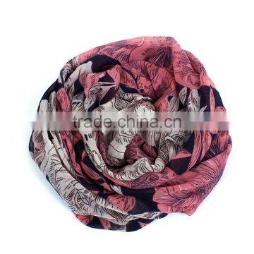 Voile Scarves & Wraps Rectangle Multicolor Flower Scarf Custom photo-3