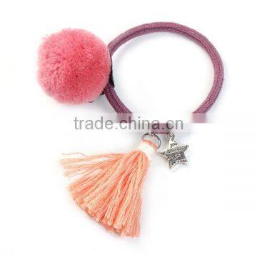 Tassel Watermelon Red Pom Ball Pattern Wool Elastic Hair Ties