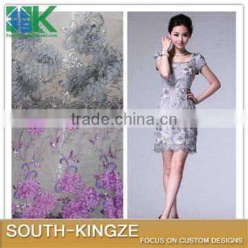 2016 Fashion Lace Fabric Multicolor optional 3D sequins voile embroidered s dress fabric width 120cm 2016 Fashion4035