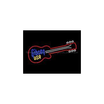 T433 GIBSON USA GUITAR handicrafted real glass tube neon signs for store display and advertising.