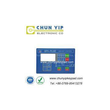 Control panel graphic overlay printing membrane keypad  with small window