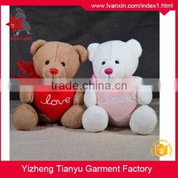 Custom good quality Valentine's day bear plush white teddy bear with red heart toy