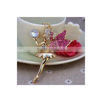 Gold plated cute multi color angle pendant keychain/rhinestone wings personlized keychain/crystal angel keychain