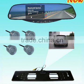 Handsfree Rearview With Parking Sensor Camera Car Bluetooth Mirror