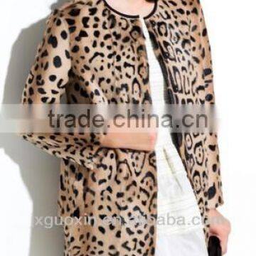 2014 fluffy&sex leopard fake fur jacket