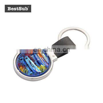 Wholesale Sublimation blanks PU Key Chain Rotating Circle YA124