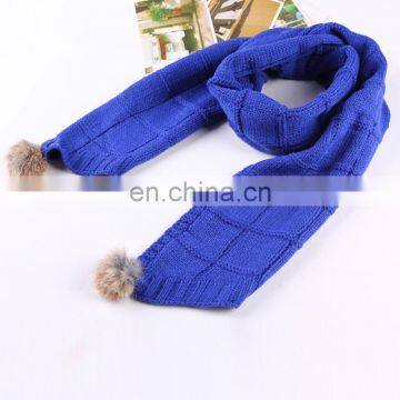 Fashion style winter baby kids neck warmer real rabbit fur ball child scarf