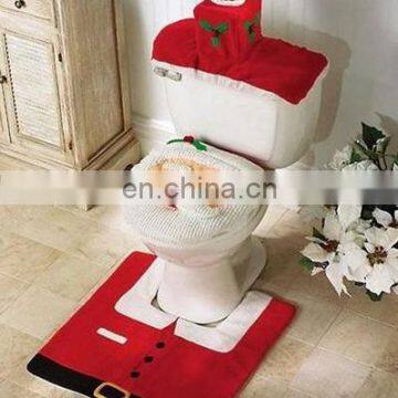 Happy Christmas Santa Toilet Seat Cover and Rug Bathroom 3 Pcs/Set