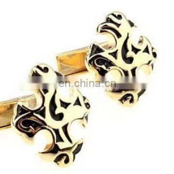 24k gold plated cufflinks polished enamel logo gold cufflink fashion