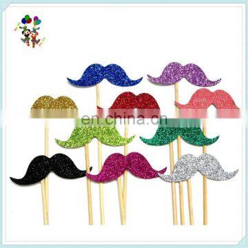 DIY Photo Props Wedding Party Glitter Fake Moustache On Stick HPC-0350