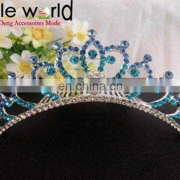 Elegant Big Crystal Crown Bridal Rhinestone Tiara Hair Comb Clips