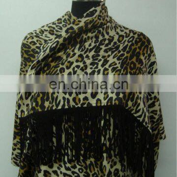 Silk Pashmina Wool Animal Printed/Plain Stoles With Leather Fringe 2017 photo-4