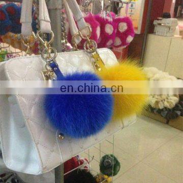 Top quality dyed fox fur pompoms for bag