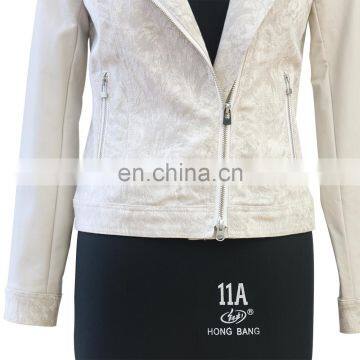 Women Latest Fashion Leather Jacquard Jacket photo-2