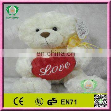 Best sale sweety red heart white teddy bear plush toy of valentines day gift