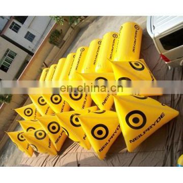 water buoy with triangle and cylinder shape floating inflatable buoys for water lake or marine event promotion