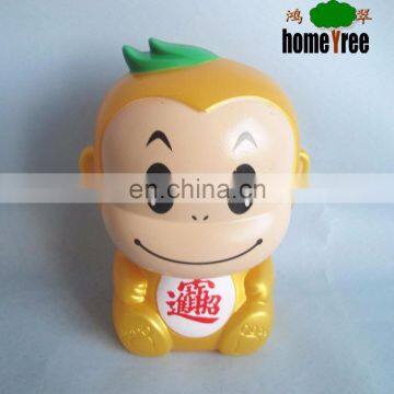 Happiness Little Gold Monkey Shaped Coin Saving Bank ,PP OR PVC Coin Saving Bank Wholesale