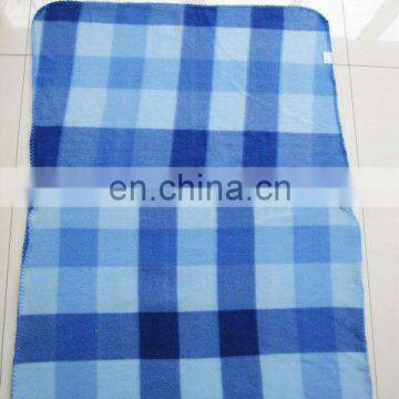 Promotional customized blue checked polar fleece blanket design your own blanket