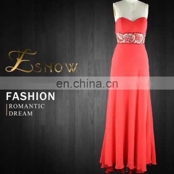 2016 Wholesale Sexy Sweetheart Beaded Lace up Fashion Evening Dress for Ladies