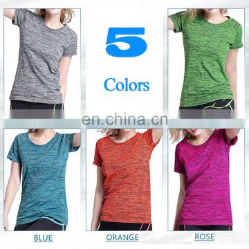 Summer girl breathable quick-drying colorful sport T-shirt short sleeves training & jogging wear