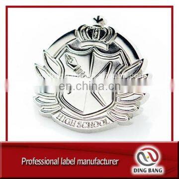 Eco-friendly The British Royal High School Use And Decoration Souvenir Use Custom Made Sliver Metal Badge