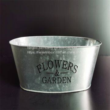 Oval Tin Bucket Mini Galvanised Buckets 0.35mm Thickness