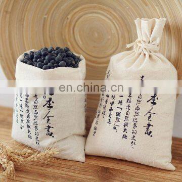 Natural biodegradable cotton drawstring grain cloth bag