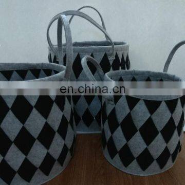 Cross Pattern Foldable Felt Knitted Storage Basket Clothing Book Kid's Toy Laundry Nursery Storage Bin With Handles photo-4