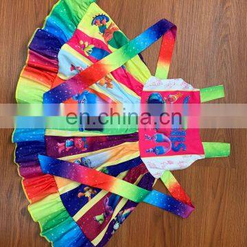 A0160# Summer Girls Dress 2020 Cotton Print Cartoon Sleeve Kids Clothes Dress photo-6