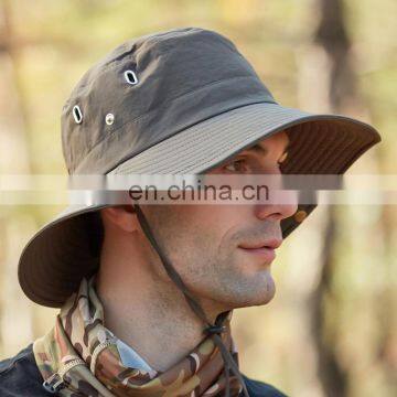 Cheap Foldable Sun Custom Bucket Hat Summer Cotton Cap Wholesale Fishing Boonie Brim Sun Safari Hat With Strings photo-6