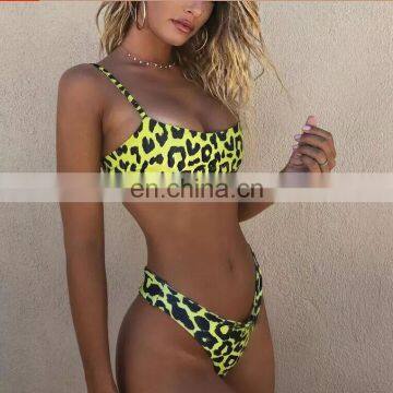 2019 Hot Beachwear Women Two Piece Leopard Swimwear Sexy Bikini