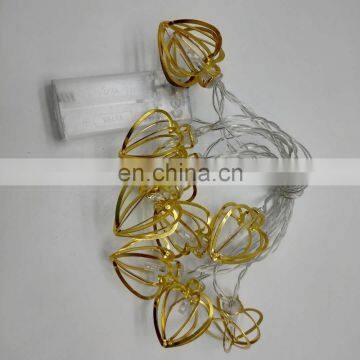 10 LED Fairy Lights Heart Gold Metal String Lights Battery Operated For Christmas Home Party Decoration photo-3