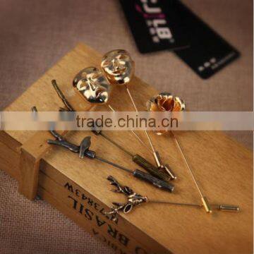 Men Vintage Deer Elk Antler Stag Floral Bird Mask Lapel Stick Pin Tie Hat Brooch