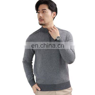 Men New Winter Soft Pure Cashmere Pullover Half Zipper Sweater