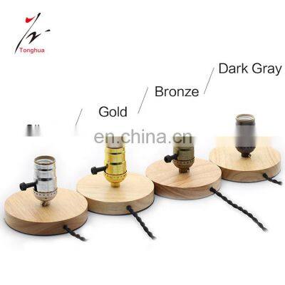 4 Color Wood Base E27 Aluminum Socket Table Lamp Edison Bulb Dest Lamp