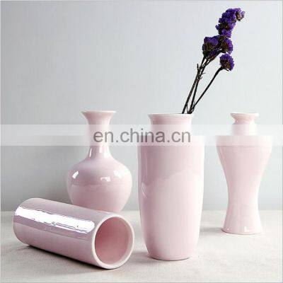 Pink ceramic flower vase for home decor